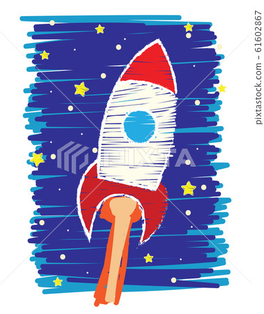 rocket on space., Kids paintings rocket on space., Kids paintings 61602867