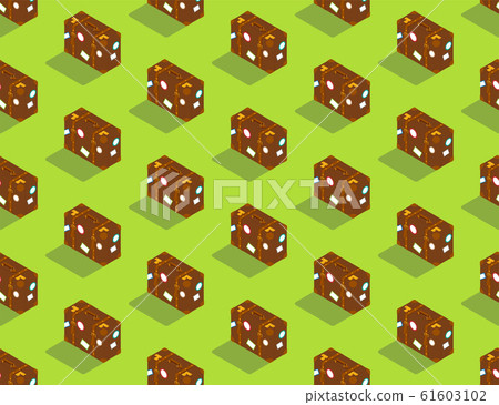 Luggage vintage 3D isometric seamless pattern, Travel business concept poster and social banner post design illustration isolated on green background with copy space, vector eps 10 61603102