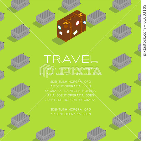 Luggage 3D isometric pattern, Travel business concept poster and social banner post square design illustration isolated on green background with copy space, vector eps 10 Luggage 3D isometric pattern, Travel business concept poster and social banner post square design illustration isolated on green background with copy space, vector eps 10 61603105