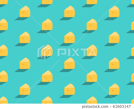 Gouda cheese 3D isometric seamless pattern, Dairy product concept poster and social banner post design illustration isolated on green background with copy space, vector eps 10 61603147
