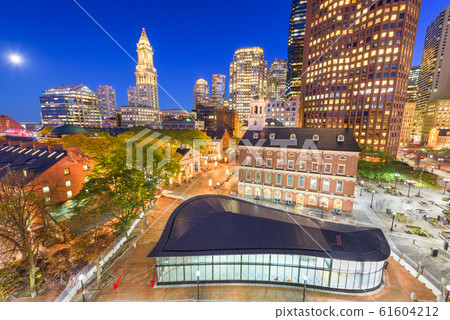 Boston, Massachusetts, USA skyline with Faneuil Hall 61604212