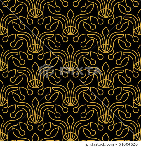Art deco black and golden pattern. Art deco black and golden pattern. 61604626