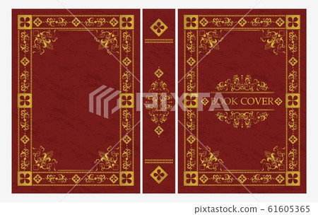 Red and gold ornament of classical book cover vector flat illustration 61605365