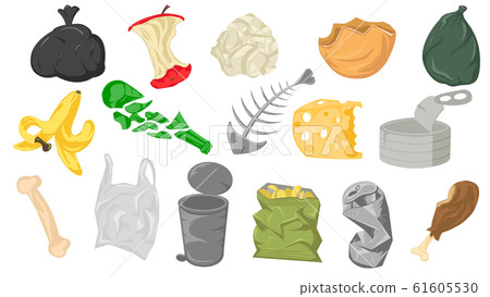 Set of different cartoon scraps and garbage vector graphic illustration Set of different cartoon scraps and garbage vector graphic illustration 61605530