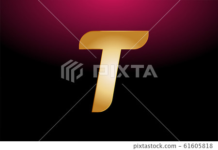 gold golden metal alphabet letter T logo company - Stock Illustration ...