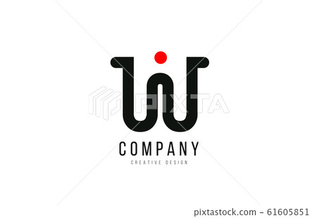 red and black dot W alphabet letter for company - Stock Illustration ...