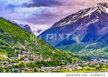 The Caucasus Mountains at Mestia - Upper Svaneti, Georgia 61606721