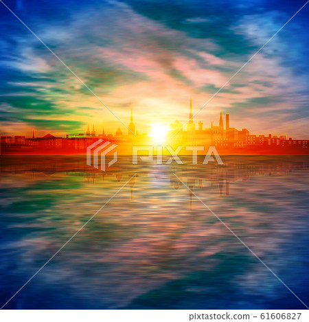 abstract spring background with gold sunset blue abstract spring background with gold sunset blue 61606827