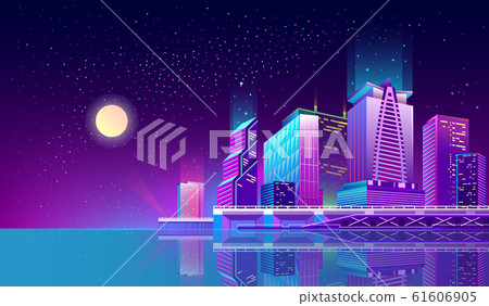 background with night city in neon lights 61606905