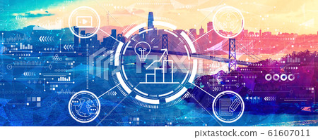 Content marketing concept with the Bay Bridge in San Francisco Content marketing concept with the Bay Bridge in San Francisco 61607011