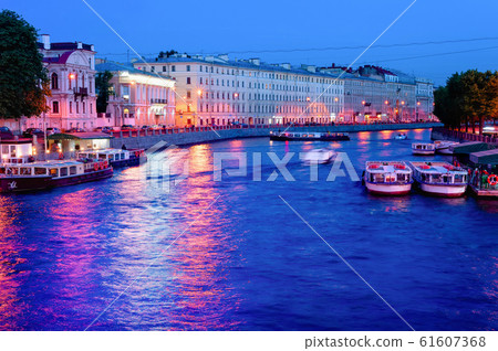 Night canal, boats, Saint Petersburg Night canal, boats, Saint Petersburg 61607368