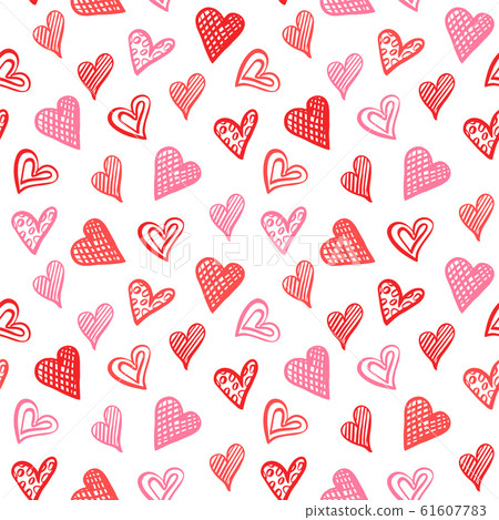 Seamless pattern with red hearts - Stock Illustration [61607783] - PIXTA