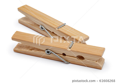 Wooden clothes peg isolated on white 61608268
