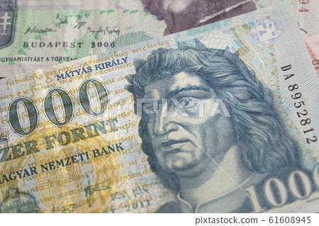 Hungarian forint currency background with portrait Hungarian forint currency background with portrait 61608945