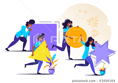 Businessman pushing sphere and leading Businessman pushing sphere and leading 61609164