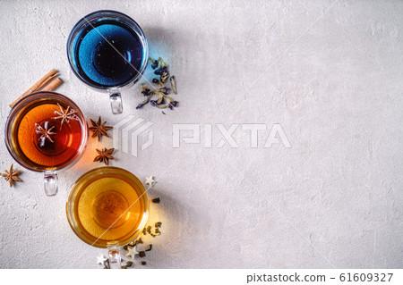 Collection of green, black and blue anchan tea 61609327