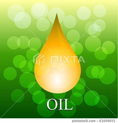 Oil drop on green backdrop. Icon of drop of oil or honey. Illustration. Oil drop on green backdrop. Icon of drop of oil or honey. Illustration. 61609855