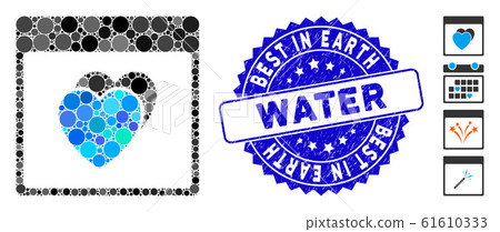 Collage Hearts Calendar Page Icon with Scratched Best in Earth Water Seal 61610333