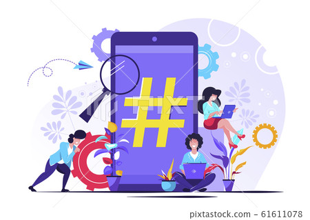 Vector illustration, phone with hashtag sign 61611078