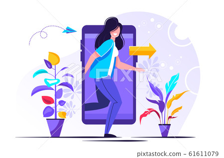 Digital detox. Young female character  61611079