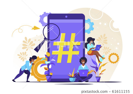 Vector illustration, phone with hashtag sign Vector illustration, phone with hashtag sign 61611155