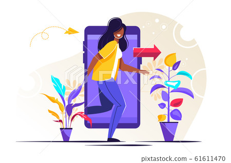 Digital detox. Young female character  61611470