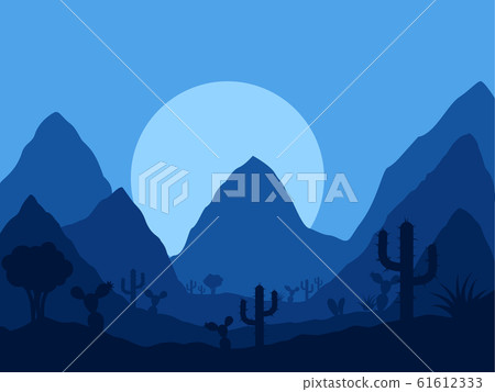 vector mexican twilight landscape with silhouette of cactus vector mexican twilight landscape with silhouette of cactus 61612333