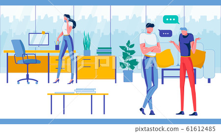 Office Employees Characters in Workspace Interior. Office Employees Characters in Workspace Interior. 61612485