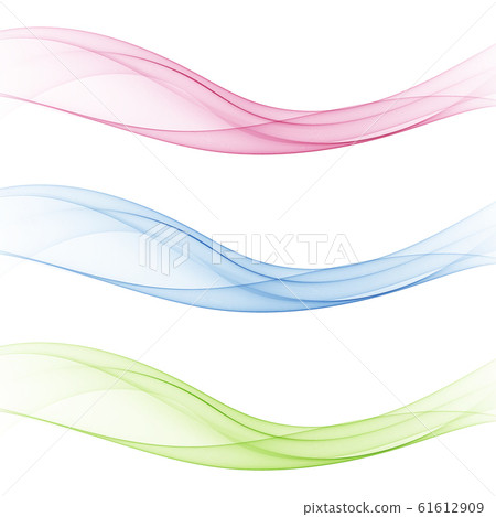 Abstract soft speed futuristic swoosh wave. Three minimalistic divider swoosh lines in gradient green ,pink ,blue color. Vector illustration 61612909