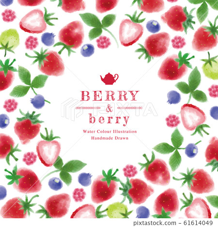 Strawberry and berry illustration / circle pattern - Stock Illustration ...