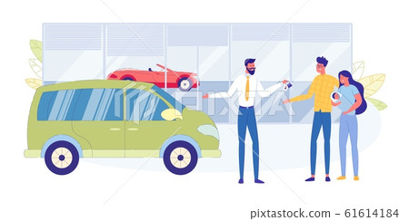 Buying Car for Young Family Flat Vector Concept 61614184