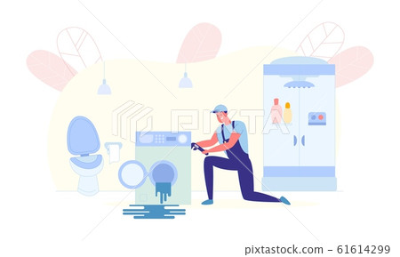 Home Washing Machine Repair Service, Illustration. Home Washing Machine Repair Service, Illustration. 61614299