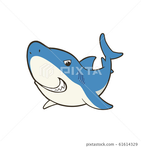 Cute shark character illustration smiling grin 61614329