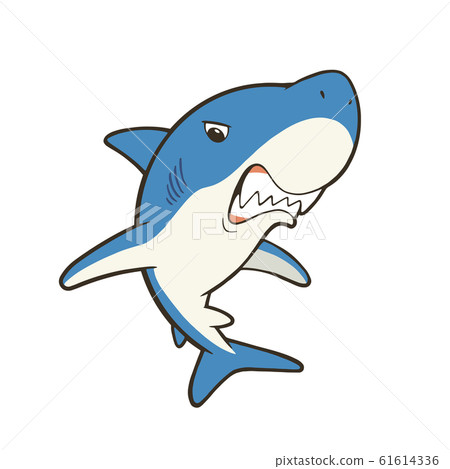Cute shark character illustration with sharp teeth 61614336