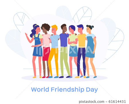 Multicultural Friends Hold Shoulders and Talking 61614431