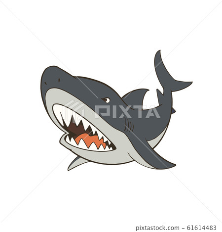 Cool shark character illustration with sharp teeth 61614483