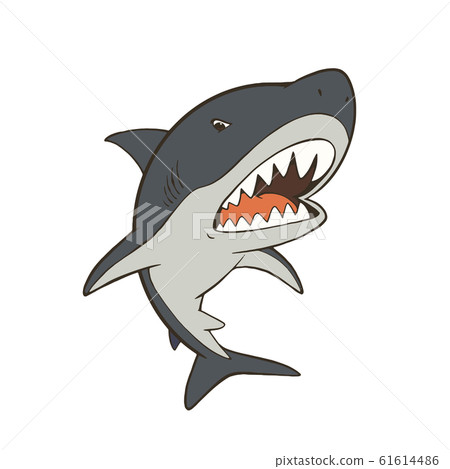 Cool shark character illustration with sharp teeth 61614486