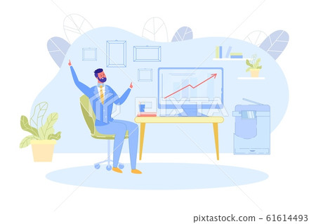 Businessman Rejoices Diagram of Rising Capital 61614493