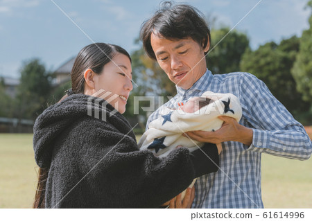 Day 10 Newborn baby family walk park 10 days after birth Day 10 Newborn baby family walk park 10 days after birth 61614996