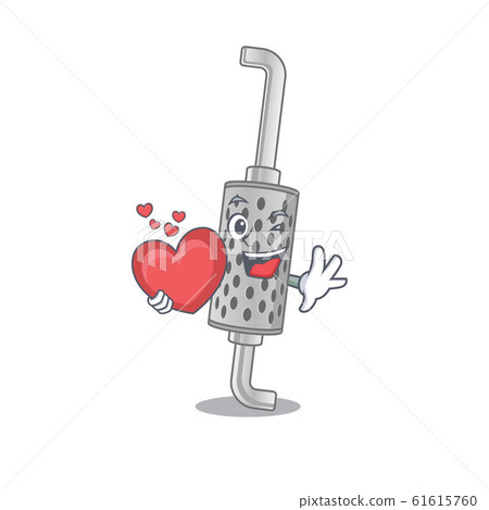 Funny Face exhaust pipe cartoon character holding a heart 61615760