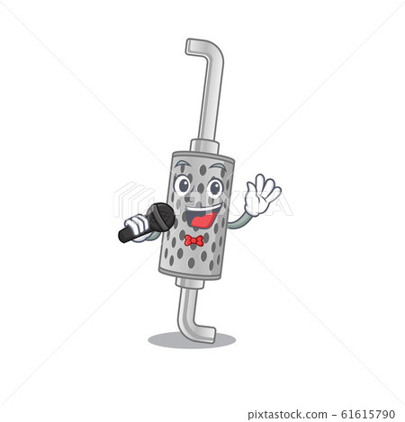 Happy exhaust pipe singing on a microphone Happy exhaust pipe singing on a microphone 61615790