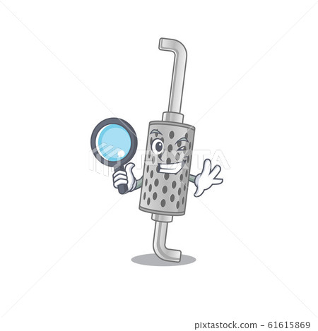 Cool and Smart exhaust pipe Detective cartoon mascot style 61615869