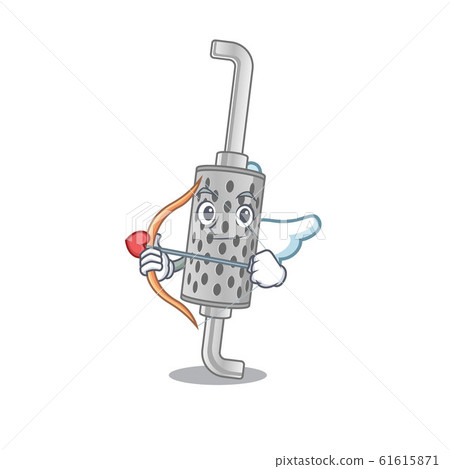 Romantic exhaust pipe Cupid cartoon character with arrow and wings 61615871