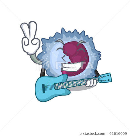 A mascot of monocyte cell performance with guitar 61616009