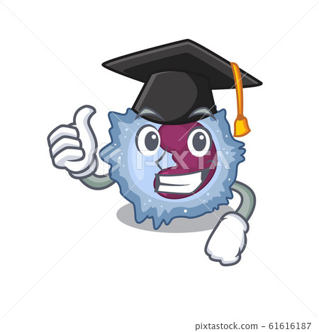happy and proud of monocyte cell wearing a black Graduation hat happy and proud of monocyte cell wearing a black Graduation hat 61616187