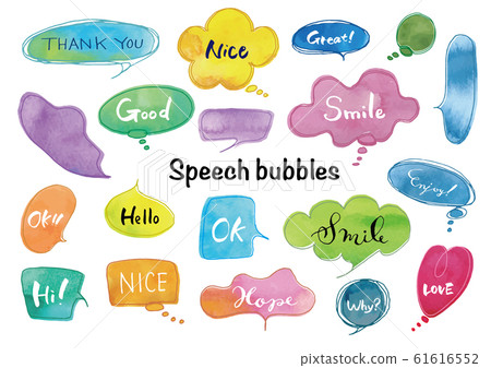 水彩風格_手寫語音泡沫集 水彩風格_手寫語音泡沫集 61616552