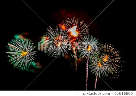 Beautiful colorful firework display at night for celebrate 61616600