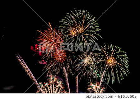 Beautiful colorful firework display at night for celebrate 61616602
