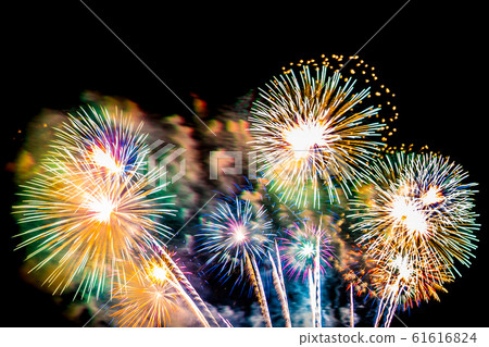 Beautiful colorful firework display at night for celebrate 61616824