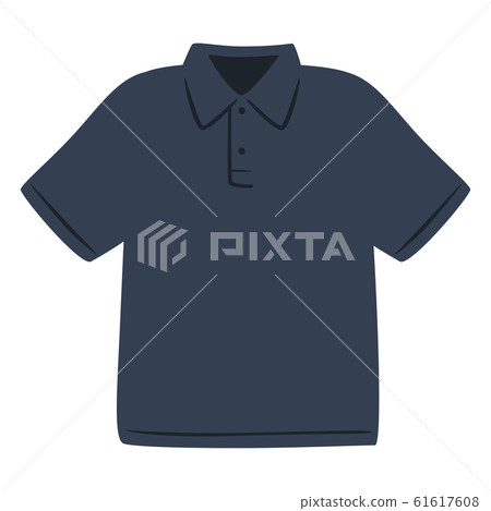 Illustration of clothing. Navy blue short sleeve polo shirt. 61617608